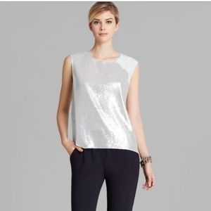 ✨Flash Sale✨NWT Elie Tahari Terra Blouse Silver
